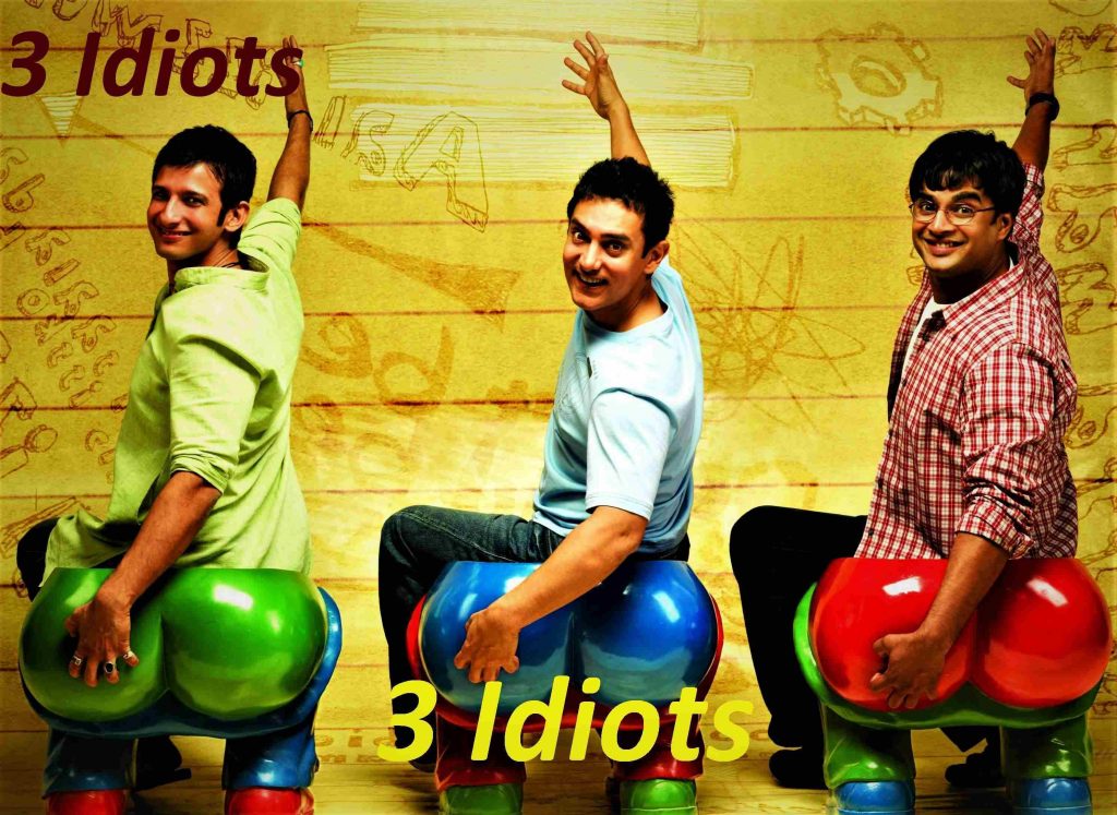 Poster of the 2009 coming of age comedy film 3 Idiots