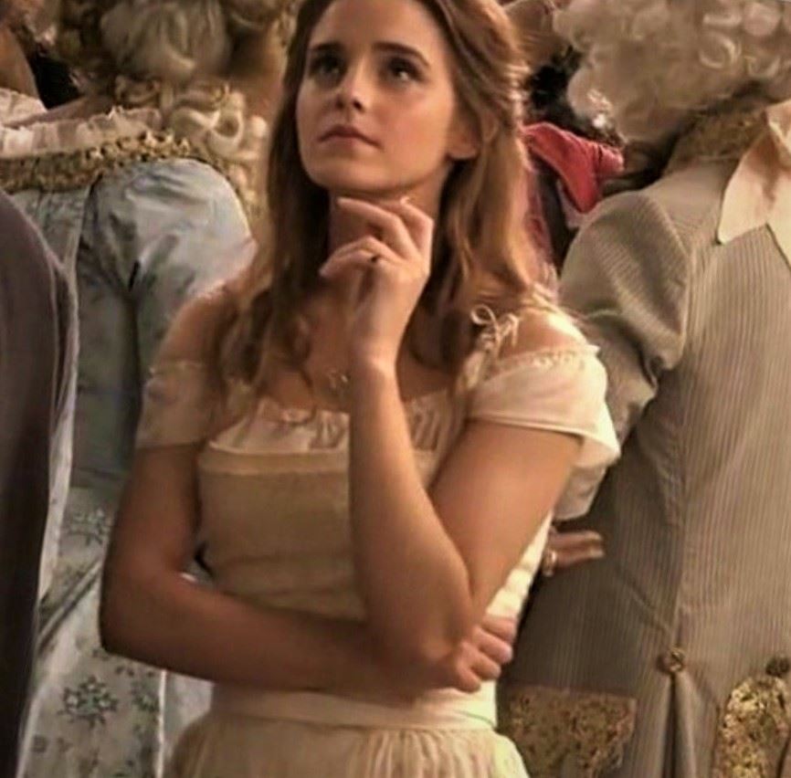 Emma Watson looking hot in a classy dress in the 2017 film Beauty and the Beast.