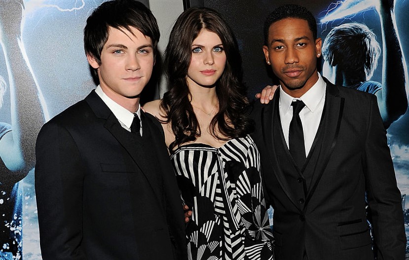 The Cast of Percy Jackson film adaptaiton promoting the film.