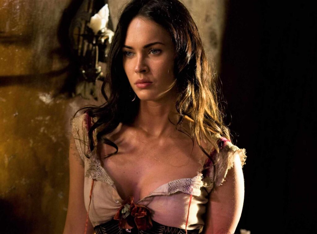Beautiful and hot Megan Fox showing cleavage in the film Jonah Hex.