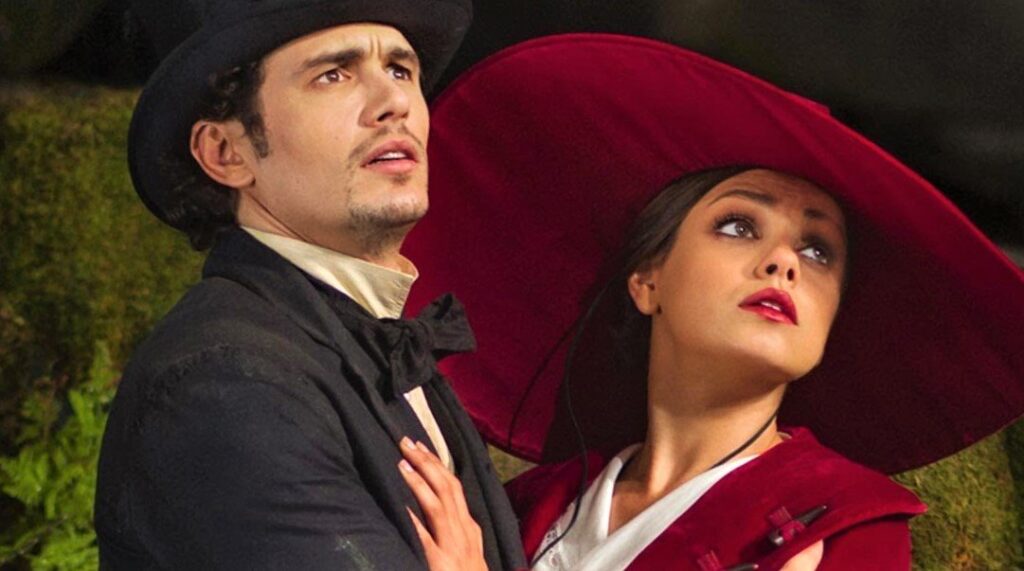 James Franco with her co-star in 2013 fantasy film Oz the Great and Powerful, Mila Kunis.