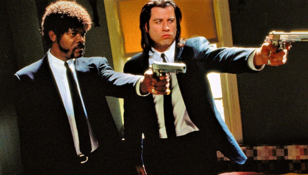 Samuel L. Jackson and John Travolta as hitmen in the 1994 film Pulp Fiction.