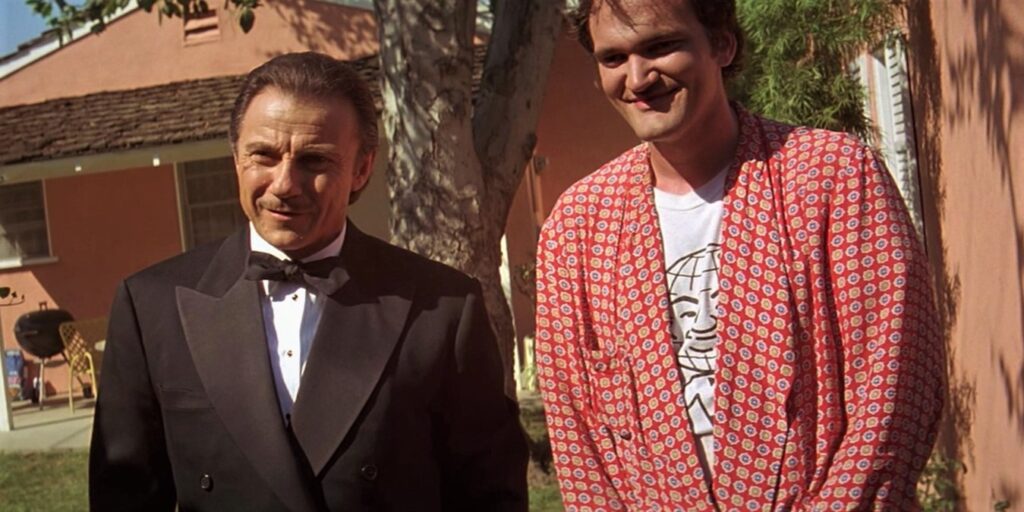 the renowned actor Harvey Keitel and the director Quentin Tarantino in the 1994 film Pulp Fiction.