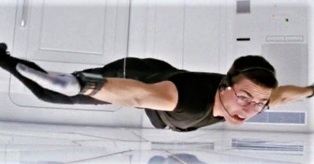 Tom Cruise in the spy-action film Mission Impossible.