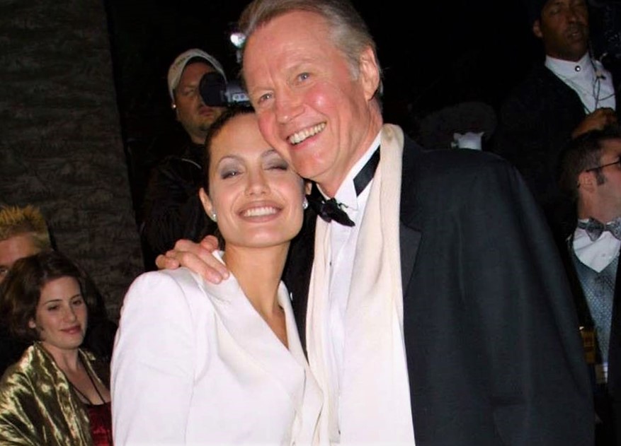 American actress Angelina Jolie with her father Jon Voight at an award show.