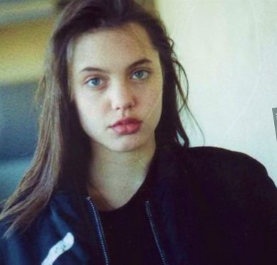 Young American actress Angelina Jolie.