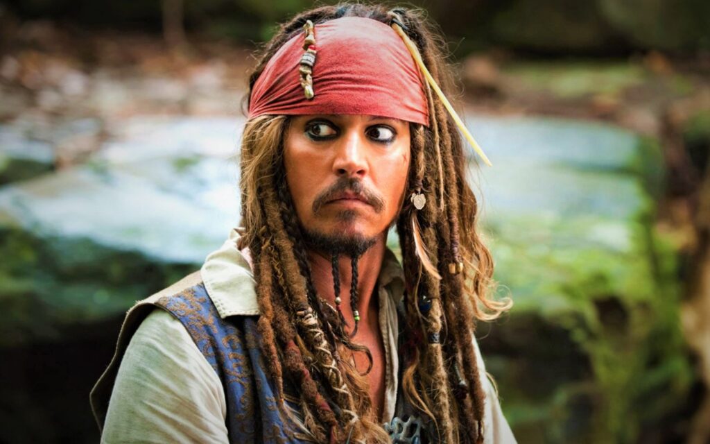 Captain Jack Sparrow in Pirates of the Caribbean.