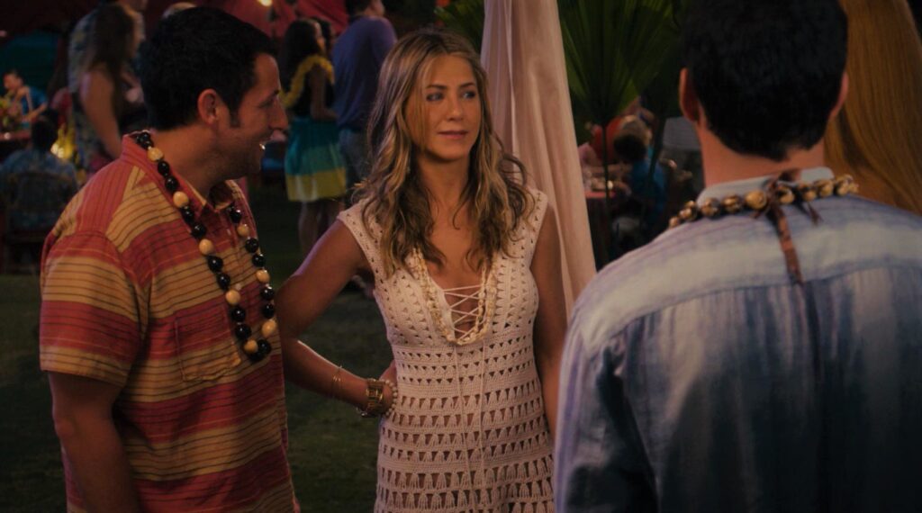 Jennifer Anniston wearing a hot and transparent dress in the film Just Go With It. 