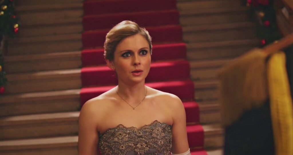 sexy actress Rose Mciver without bra in the 2017 best comedy film A Christmas Prince