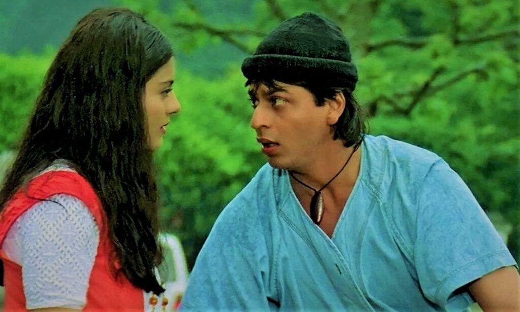Romance scene of Kajol and Shah Rukh Khan 1995 romance film Dilwale Dulhania Le Jayenge.