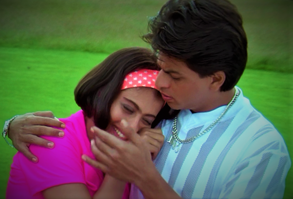 Kajol and Shah Rukh Khan romance/love scene in Kuch Kuch Hota Hai (1998)