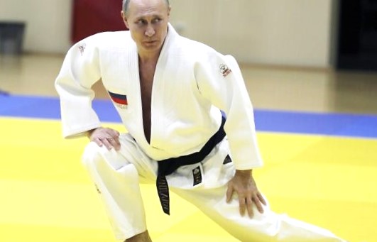 Russian President doing Judo. 